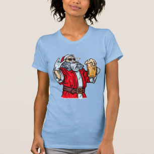 Bad Santa Claus, Rock, Beer and Cigar T-Shirt