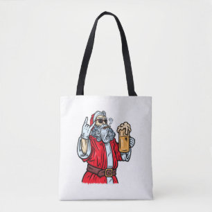 Bad Santa Claus, Rock, Beer and Cigar Tote Bag