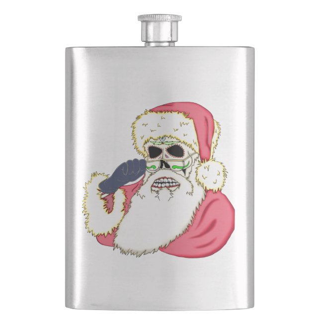 Bad Santa Skull Hip Flask (Front)