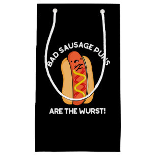 Bad Sausage Puns Are The Wurst Hot Dog Pun Dark BG Small Gift Bag