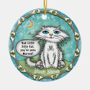 Bad Scraggles Cat  Ceramic Tree Decoration