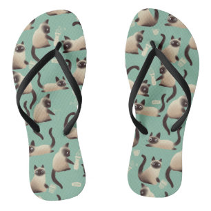 Bad Siamese Cats Knocking Stuff Over Flip Flops