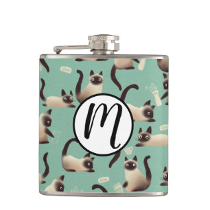 Bad Siamese Cats Knocking Stuff Over Hip Flask