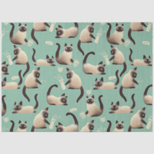 Bad Siamese Cats Knocking Stuff Over Tissue Paper