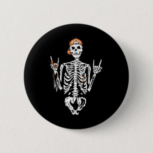 Bad Skeleton Hand Rock Summer Halloween Skull Wome 6 Cm Round Badge