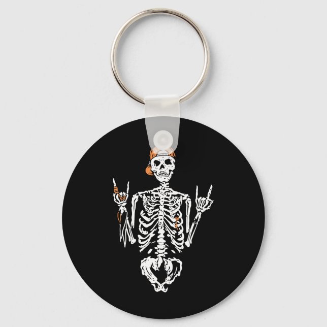 Bad Skeleton Hand Rock Summer Halloween Skull Wome Key Ring (Front)