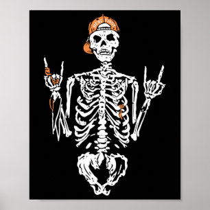 Bad Skeleton Hand Rock Summer Halloween Skull Wome Poster