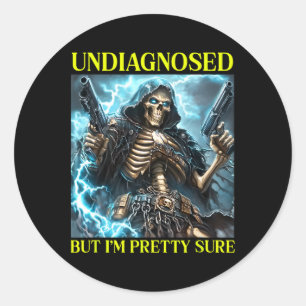 Bad Skeleton Undiagnosed Autism Brainrot Classic Round Sticker