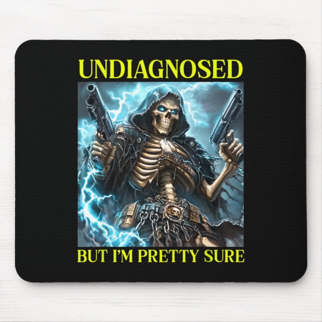 Bad Skeleton Undiagnosed Autism Brainrot  Mouse Mat (Front)