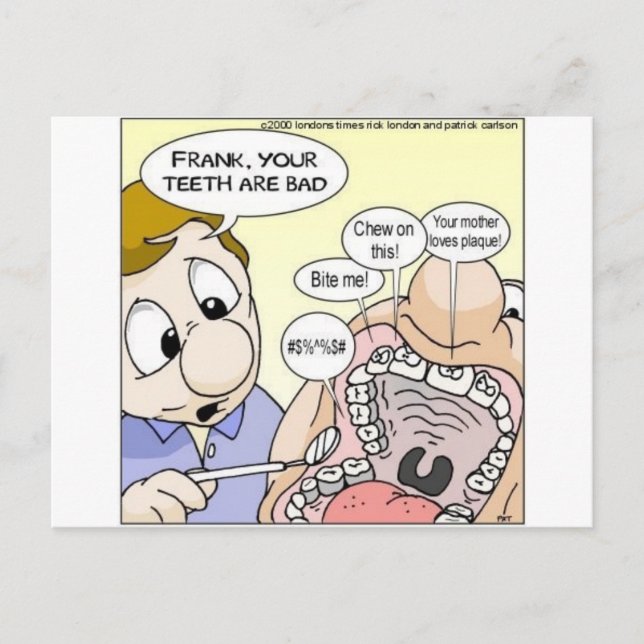 "Bad Teeth" Funny Dentistry Gifts Tees Collectable Postcard (Front)