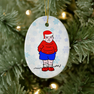 Bad Tempered Boy Christmas Ceramic Tree Decoration