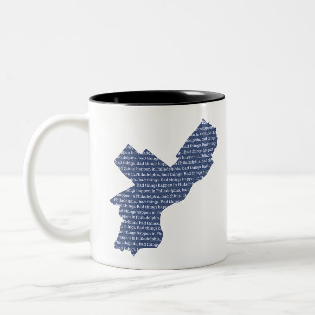 Bad Things Happen in Philadelphia: Map Fade Two-Tone Coffee Mug (Left)