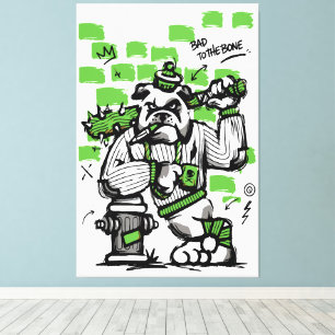 Bad To The Bone Bulldog Gangster Art Canvas Print