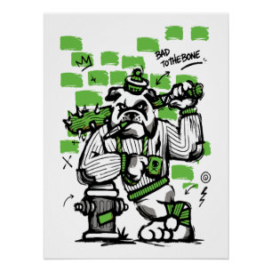 Bad To The Bone Bulldog Gangster Art Poster