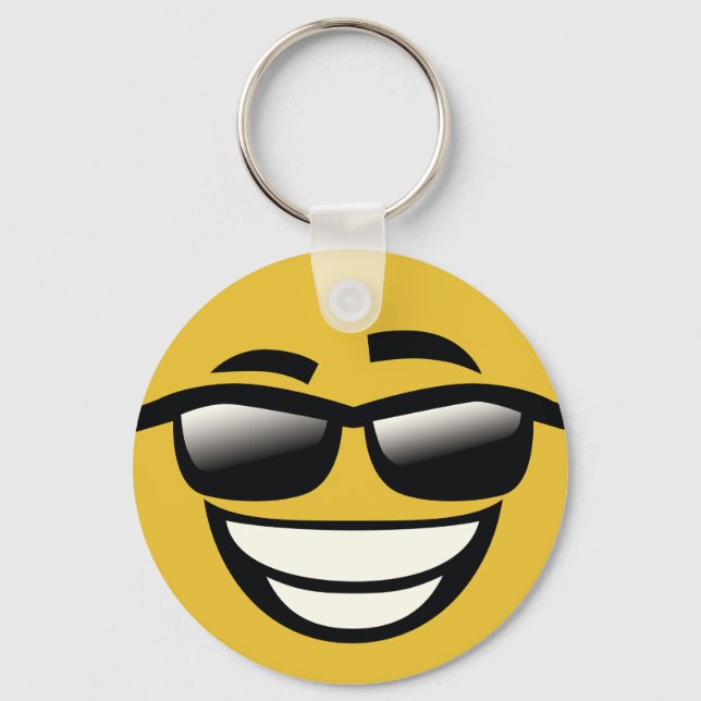 Bad to the Bone cool guy Emoji Key Ring (Front)