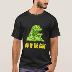 Bad To The Bone Halloween Spooky Skull Skeleton Pu T-Shirt
