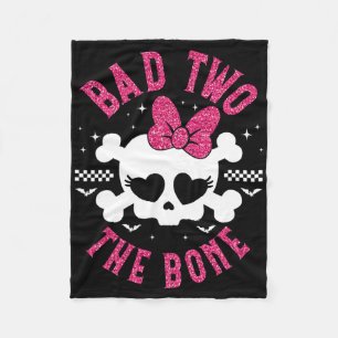 Bad Two The Bone 2nd Birthday 2 Years Old Kids Gir Fleece Blanket