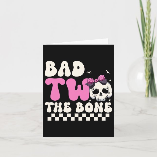 Bad Two The Bone 2nd Birthday Girls Spooky Birthda Card (Front)