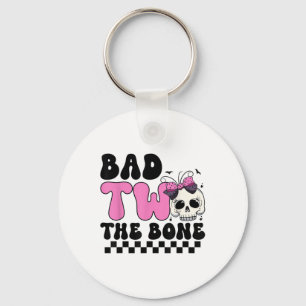Bad Two The Bone 2nd Birthday Kid Girl Spooky Birt Key Ring