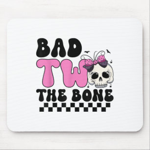 Bad Two The Bone 2nd Birthday Kid Girl Spooky Birt Mouse Mat