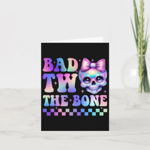 Bad Two The Bone 2nd Birthday Kid Girl Tie Dye Bir Card