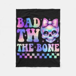 Bad Two The Bone 2nd Birthday Kid Girl Tie Dye Bir Fleece Blanket