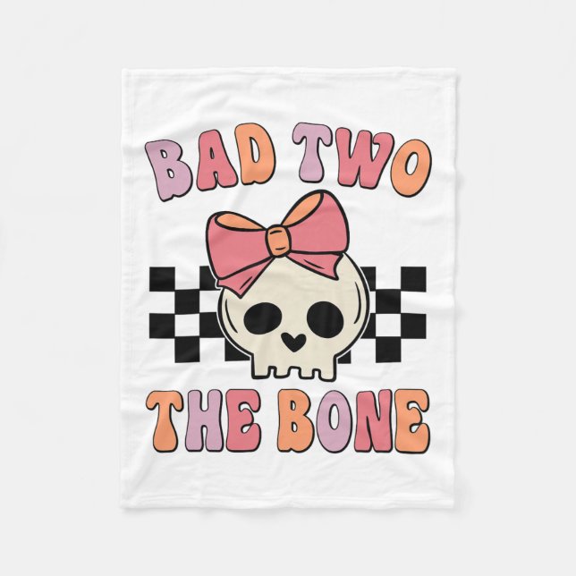 Bad Two The Bone Birthday 2 Years Old Birthday Kid Fleece Blanket (Front)
