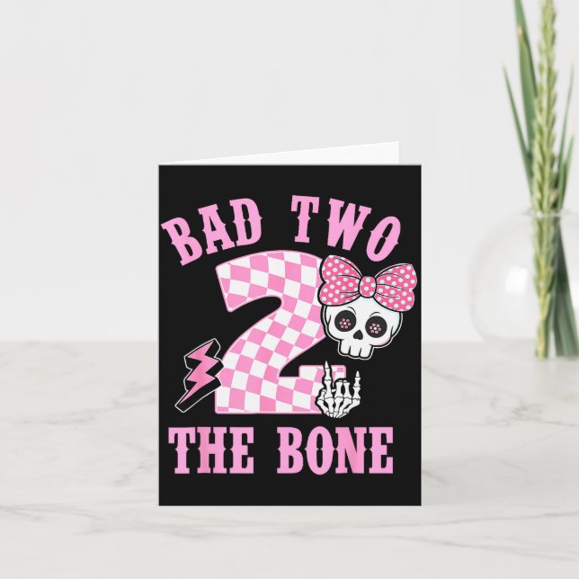 Bad Two The Bone Birthday 2 Years Old Nk Checkered Card (Front)
