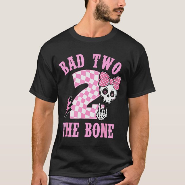 Bad Two The Bone Birthday 2 Years Old Nk Checkered T-Shirt (Front)