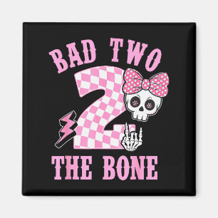Bad Two The Bone Birthday 2 Years Old Pink Checker Magnet