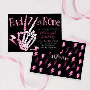 Bad TWO the Bone Girls Second Birthday Invite 