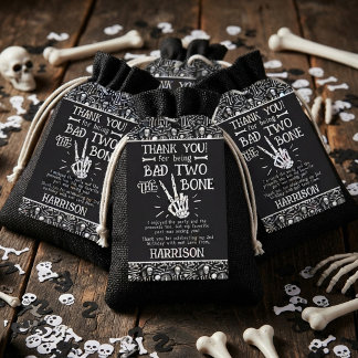 Bad Two The Bone! Halloween 2nd Birthday Gift Tags