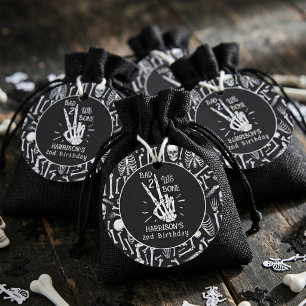 Bad Two The Bone! Halloween 2nd Birthday Party Favour Tags