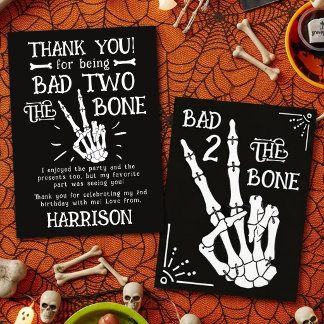 Bad Two The Bone! Halloween 2nd Birthday Thank You Card