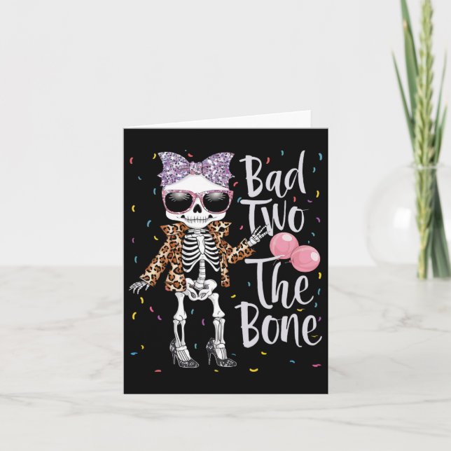 Bad Two The Bone Halloween Birthday 2nd Birthday G Card (Front)