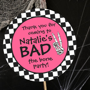 Bad Two The Bone Personalised 2nd Birthday Party Classic Round Sticker