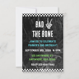 Bad Two The Bone Second Birthday Invitation