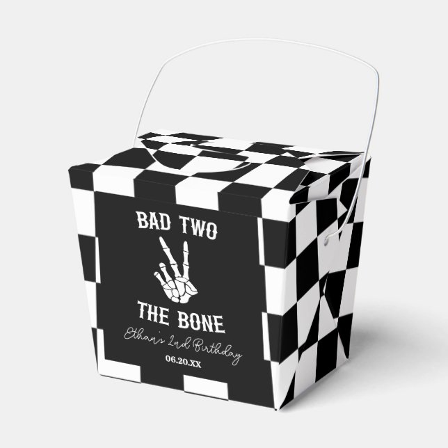 Bad Two The Bone Skeleton 2nd Birthday Party Favour Box (Front Side)