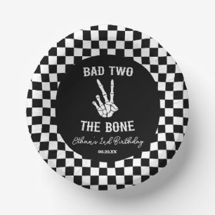 Bad Two The Bone Skeleton 2nd Birthday Party Paper Plate