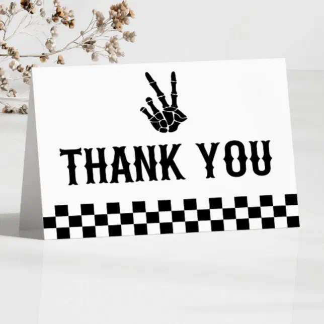 Bad Two The Bone Skeleton 2nd Birthday Party Thank You Card | Zazzle