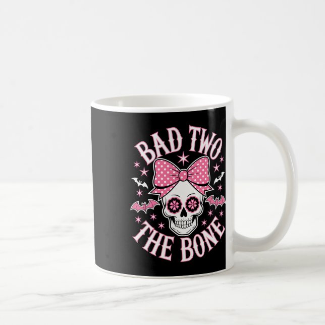 Bad Two The Bone Skull Pink Bow Stars  Coffee Mug (Right)