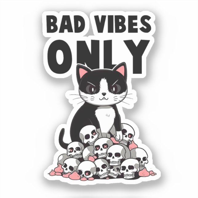 Bad Vibes Only – Cat & Skulls (Front)