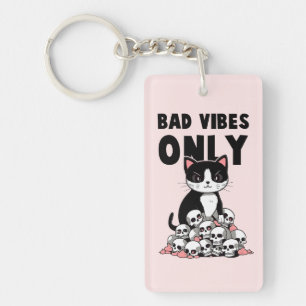 Bad Vibes Only – Cat & Skulls Key Ring