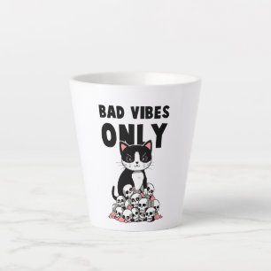 Bad Vibes Only – Cat & Skulls Latte Mug
