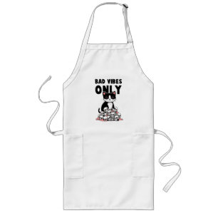 Bad Vibes Only – Cat & Skulls Long Apron