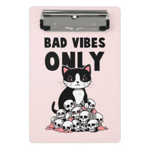 Bad Vibes Only – Cat & Skulls Mini Clipboard