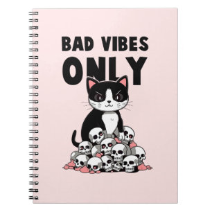 Bad Vibes Only – Cat & Skulls Notebook