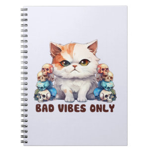 Bad Vibes Only – Fierce Cat & Skulls Gothic Design Notebook
