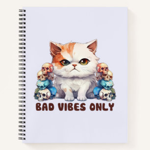 Bad Vibes Only – Fierce Cat & Skulls Gothic Design Notebook