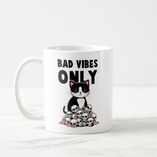 "Bad Vibes Only" Funny Angry Cat Coffee Mug